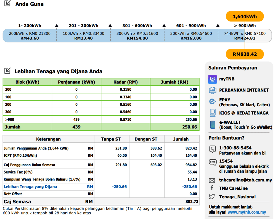 tnb bill example with nem offset