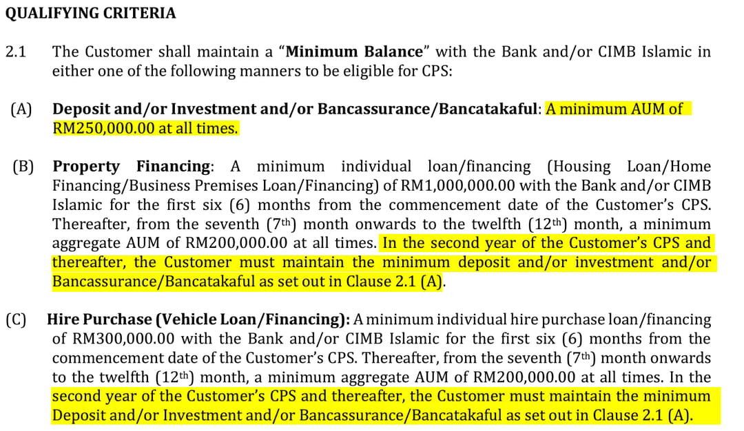 Criteria to become CIMB Preferred customer