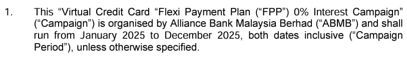 alliance bank visa virtual credit card flexi payment plan campaign