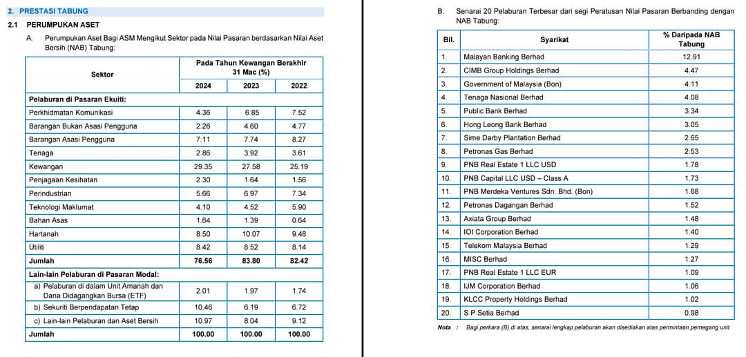 ASM top holdings & sectors