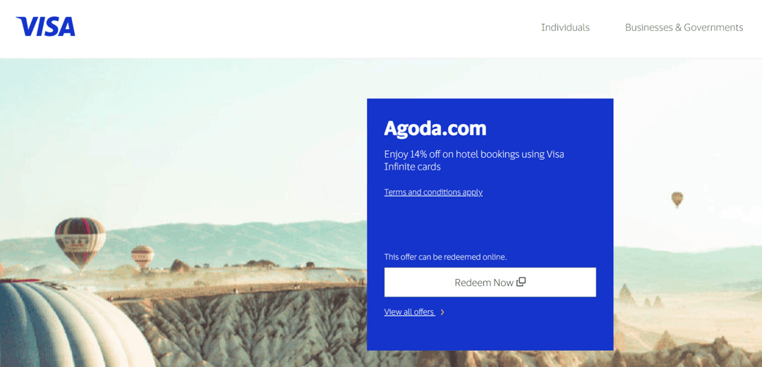 agoda 14% discount for visa