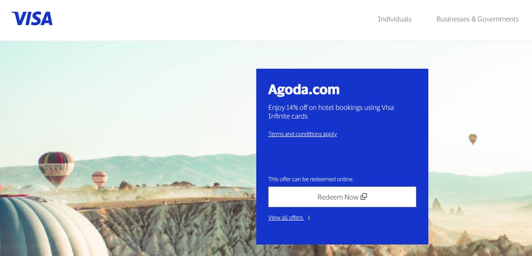 agoda 14% discount for visa