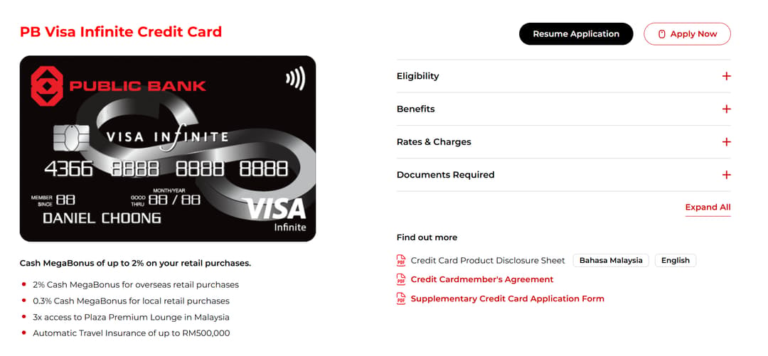 Public Bank Visa Infinite Credit Card
