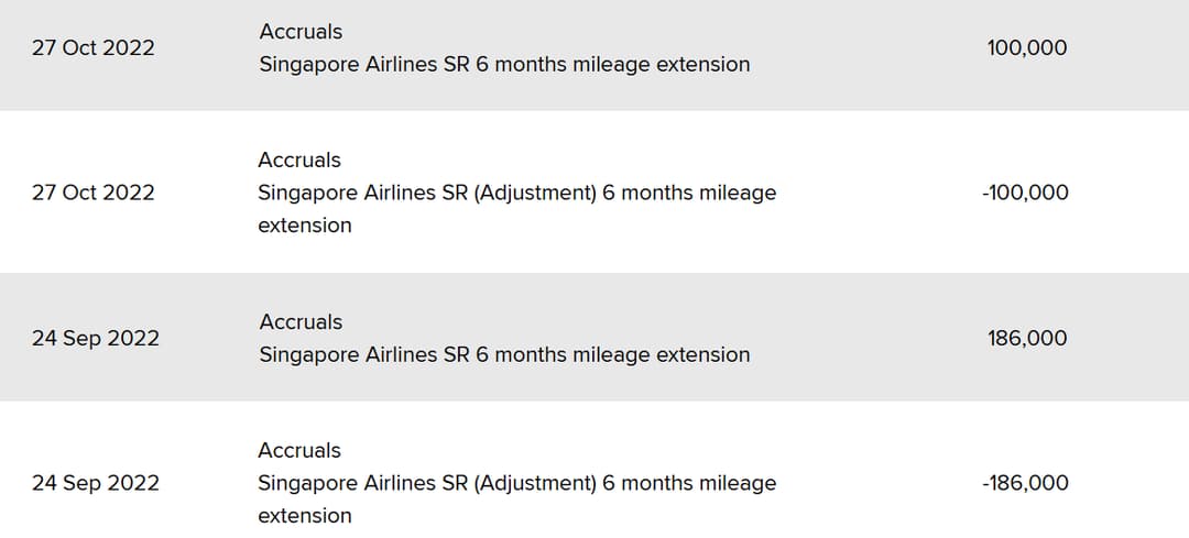 krisflyer air miles statement