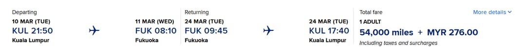 singapore airline flight to fuk with miles
