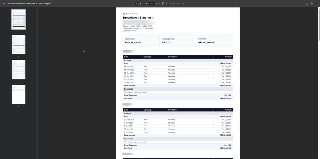 Rumapulse income reporting