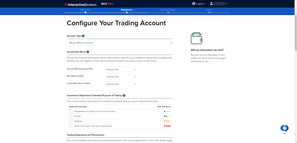 configure trading account