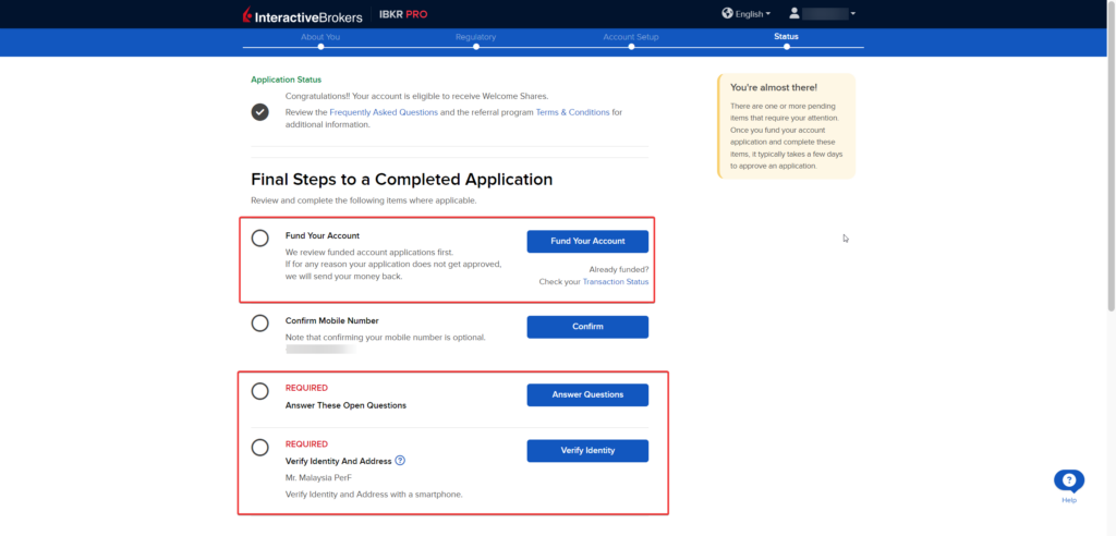 finalize your account