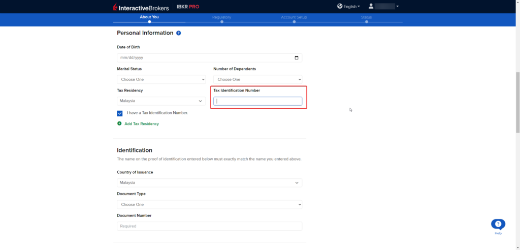 fill in your tax identification number