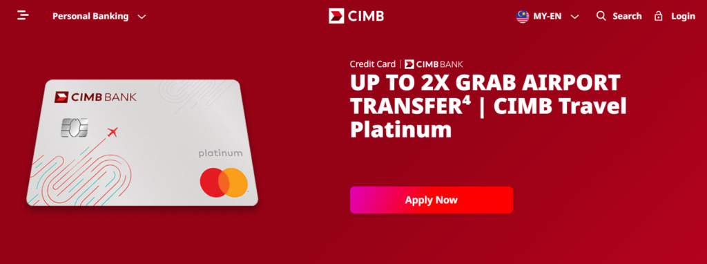 CIMB Travel Platinum Credit Card home page