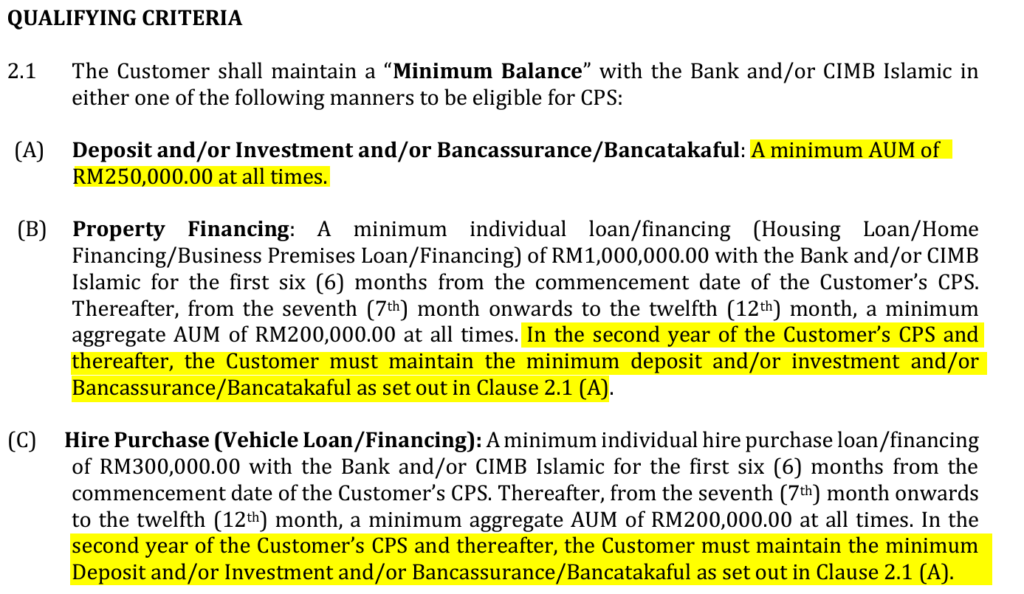 Criteria to become CIMB Preferred customer