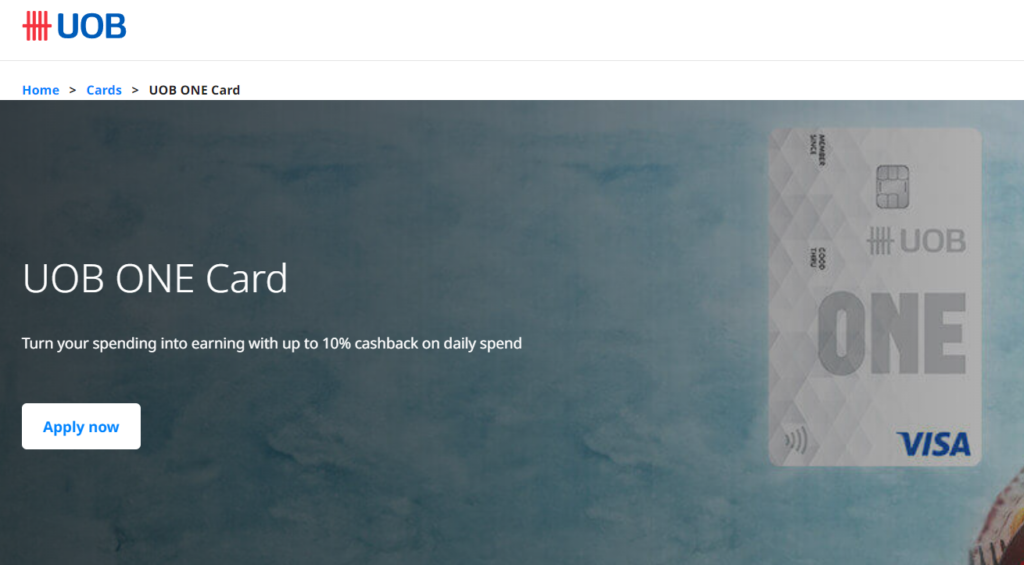 uob one card home page