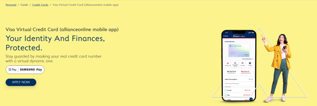 Alliance bank visa virtual official product page