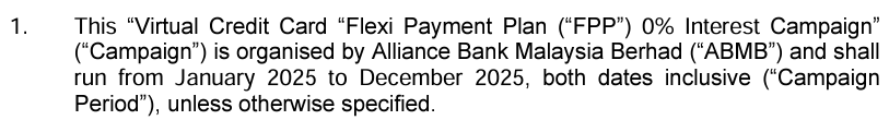 alliance bank visa virtual credit card flexi payment plan campaign