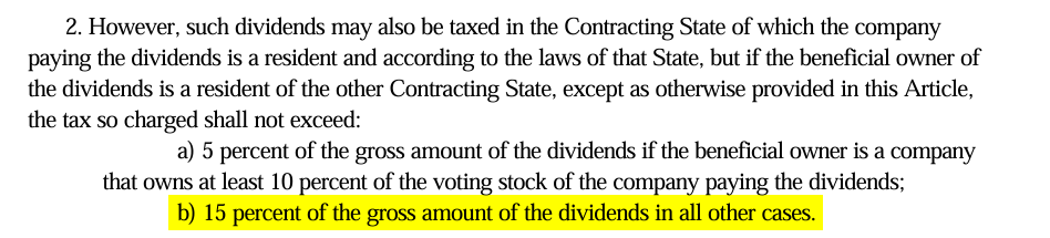 15 percent of dividends