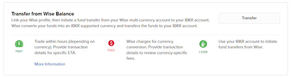 Transfer from wise balance