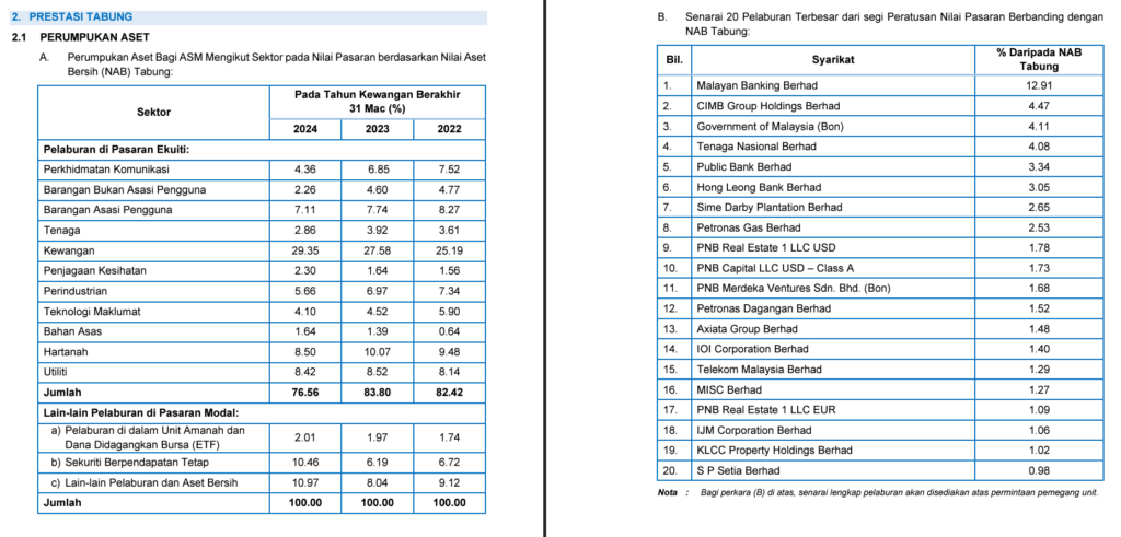 ASM top holdings & sectors