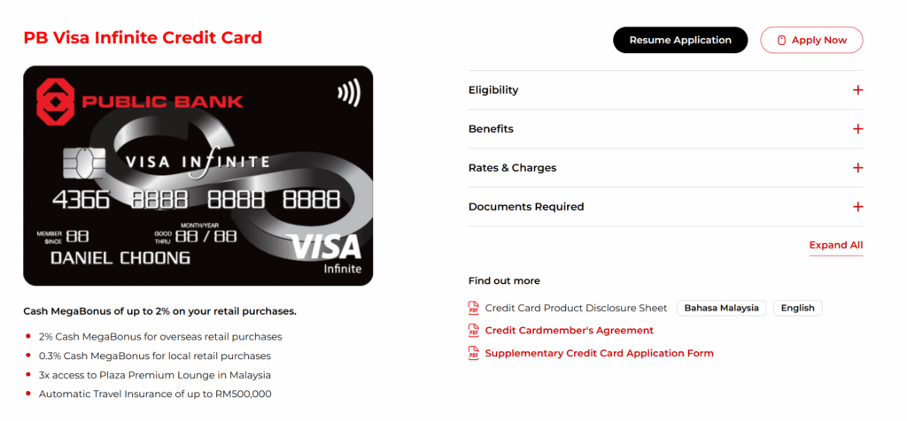 Public Bank Visa Infinite Credit Card