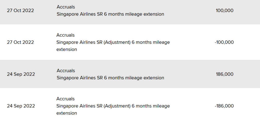 krisflyer air miles statement