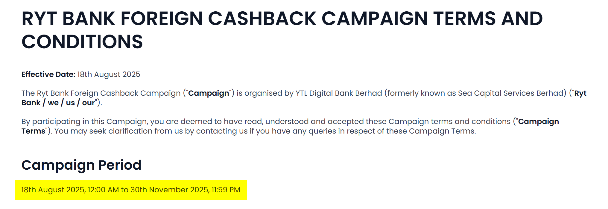 1.2% Cashback Campaign Terms