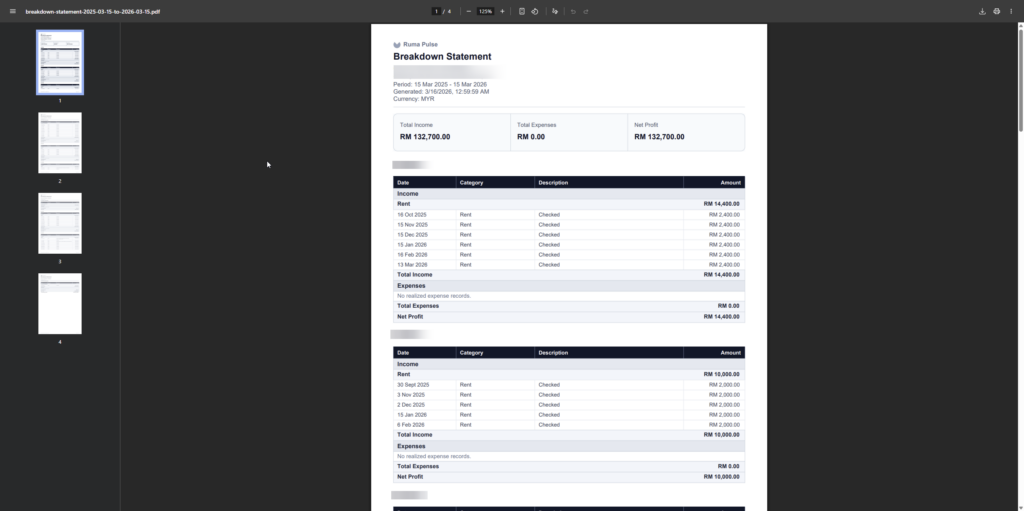 Rumapulse income reporting